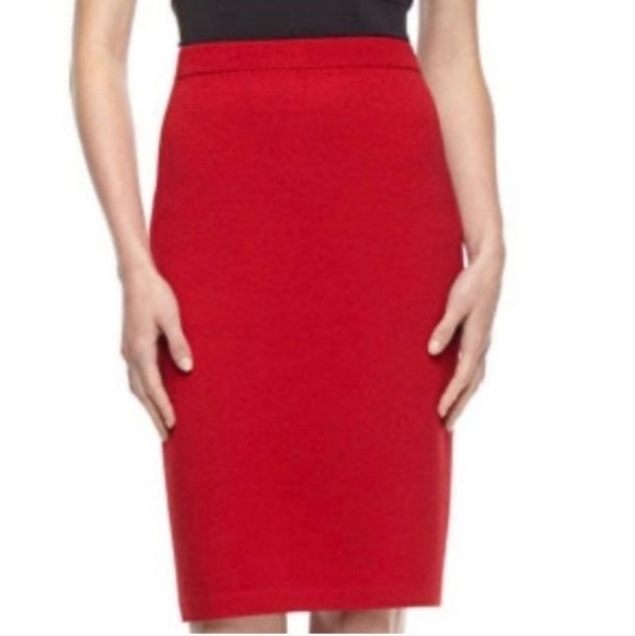 St. John Collection By Marie Gray Santana Knit Red Skirt Size 10 - Picture 1 of 10